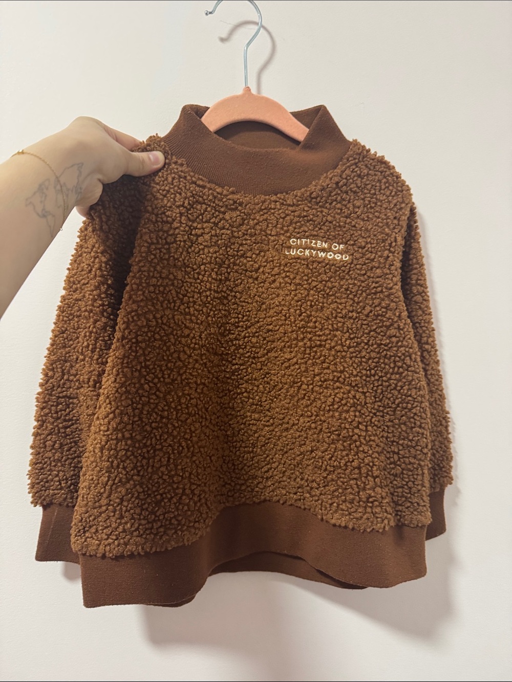 Kids Brown Teddy Fleece Hoodie Sweatshirt - Citizen of Luckywood